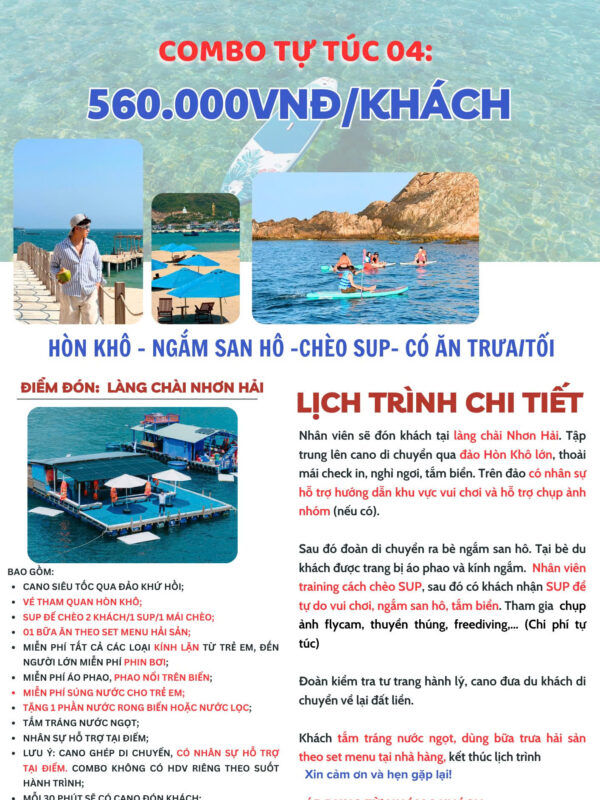 Combo tự túc CÓ ăn, chèo SUP