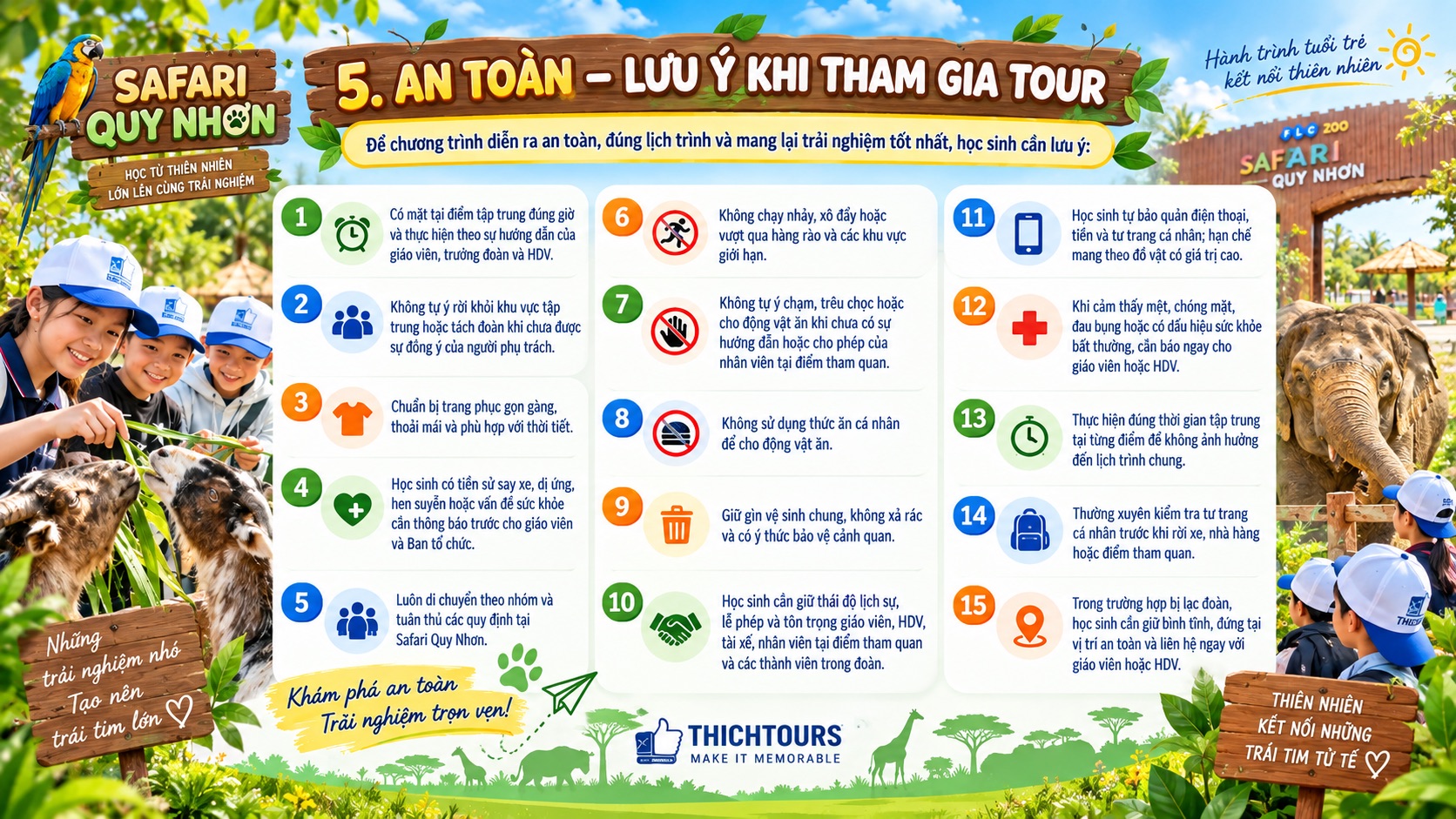 An toàn, Lưu ý khi đi Safari Quy Nhơn