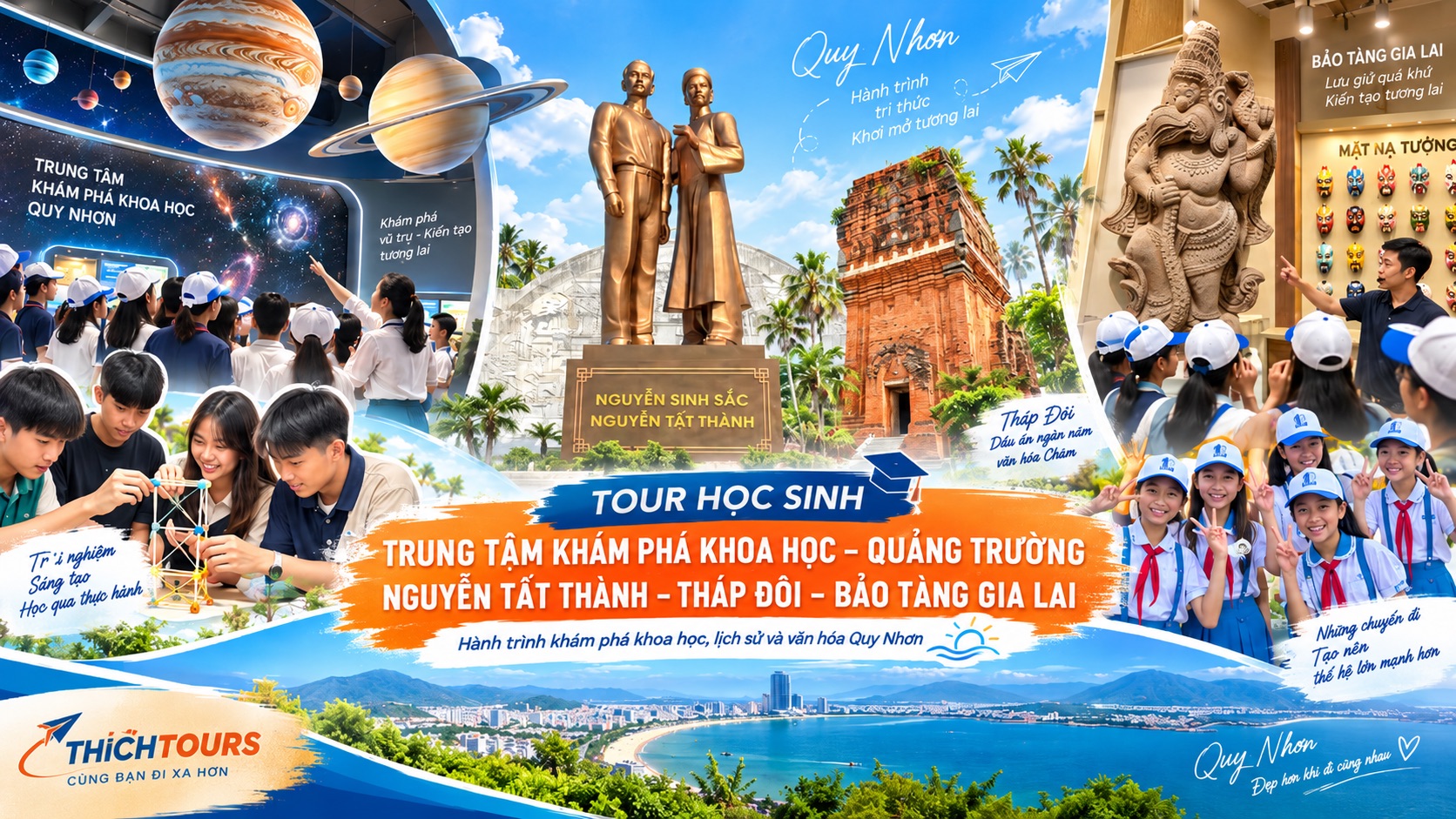 Ảnh bìa tour Trung tâm khám phá khoa học Quy Nhơn - Quảng trường Nguyễn Tất Thành - Tháp Đôi - Bảo Tàng Gia Lai