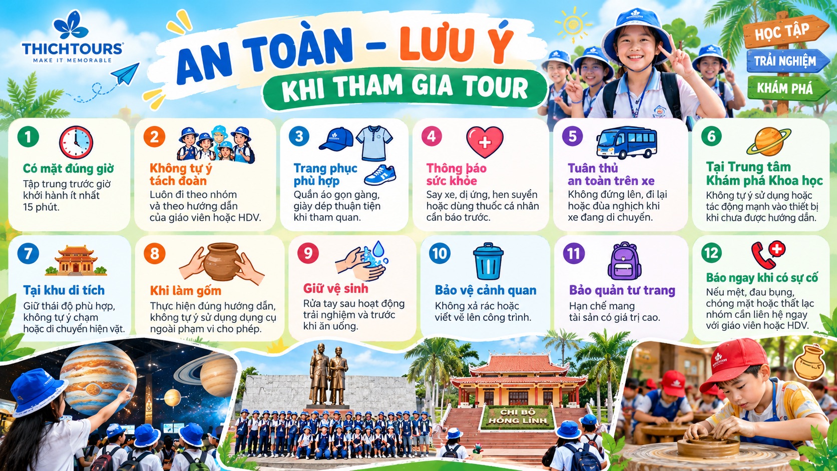 An toàn, lưu ý khi tham gia tour