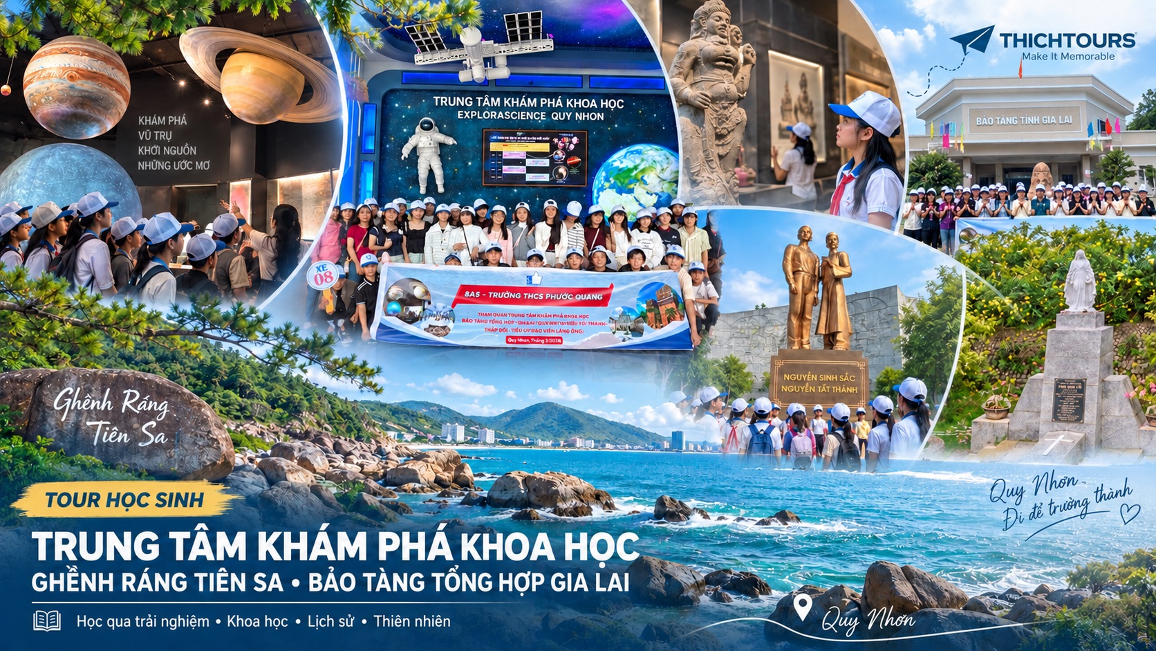 Ảnh bìa tour Trung tâm khám phá khoa học Quy Nhơn - Quảng trường Nguyễn Tất Thành - Bảo Tàng Tổng hợp Gia Lai - Ghềnh Ráng Tiên Sa