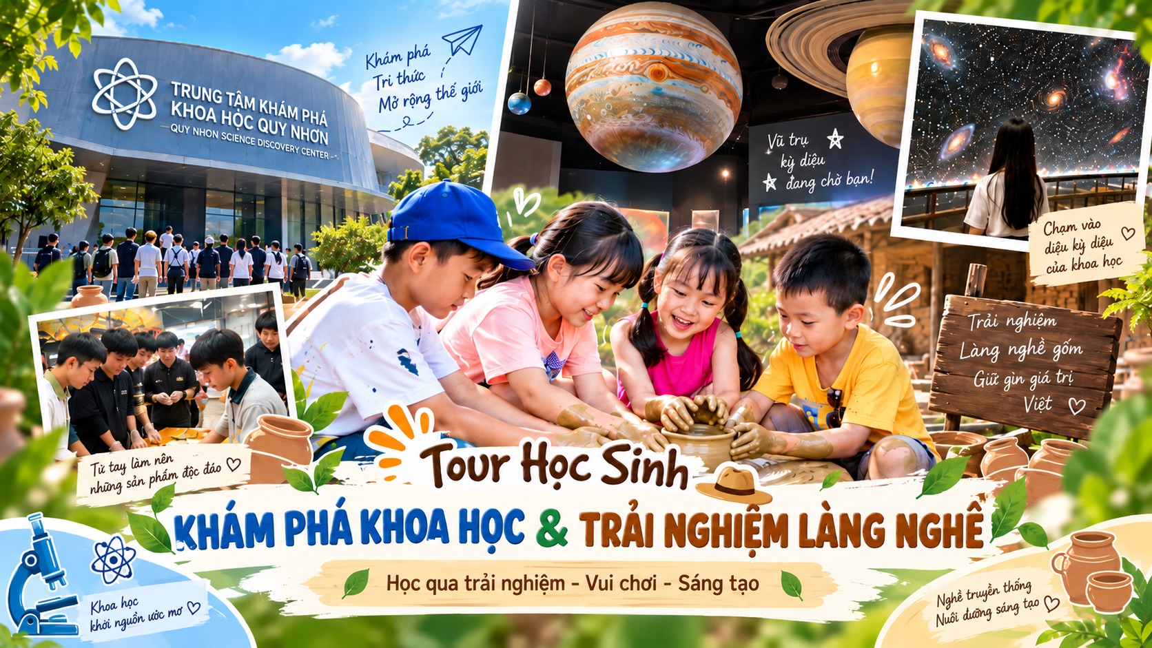 Ảnh bìa trung tâm khám phá khoa học - Quảng trường Nguyễn Tất Thành - làng gốm Vân Sơn