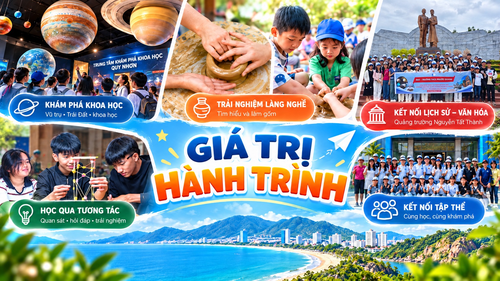 Giá trị hành trình trong tour Trung tâm khám phá khoa học - Quảng trường Nguyễn Tất Thành - làng gốm Vân Sơn